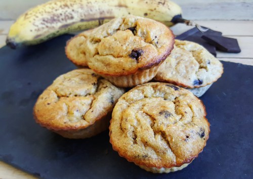 Muffins allégés banane et pépites de chocolat