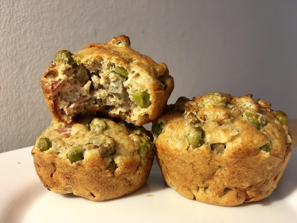 Muffin salés dinde, petits pois et champignons